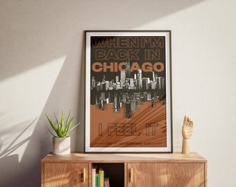 Koniec początku (pół pomarańczy) Plakat inspirowany DJO Chicago Skyline Dekoracja ścienna Prezent dla miłośnika muzyki