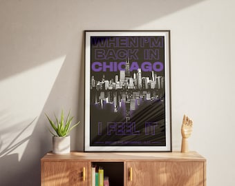 Koniec Początku (Fioletowy Szczegół) Plakat Inspirowany DJO Chicago Skyline Dekoracja Ścienna Prezent Miłośnika Muzyki
