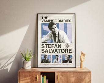 Plakat Stefana Salvatore (niebieski) Pamiętniki wampirów Dekoracja ścienna TVDU Wydruk TV Miłośnik Prezent