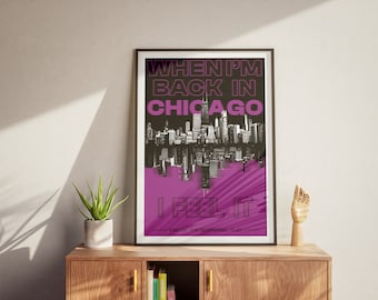 Koniec początku (półróżowy) plakat inspirowany DJO Chicago Skyline dekoracja ścienna prezent dla miłośnika muzyki