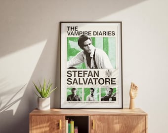 Plakat Stefana Salvatore (zielony) Pamiętniki wampirów Dekoracja ścienna TVDU Wydruk TV Miłośnik Prezent