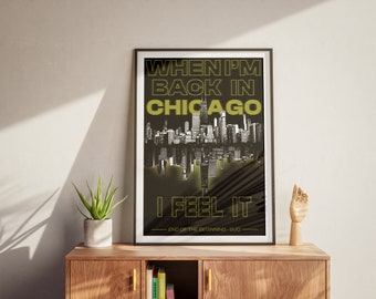 Koniec Początku (Żółty Szczegół) Plakat Inspirowany DJO Chicago Skyline Dekoracja Ścienna Prezent Miłośnika Muzyki