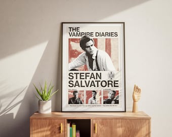Plakat Stefana Salvatore (czerwony) Pamiętniki wampirów Dekoracja ścienna TVDU Wydruk TV Miłośnik Prezent