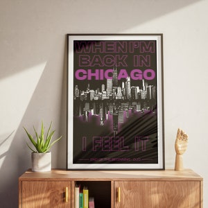 End Of The Beginning (Pink Detail) DJO Inspired Poster Chicago Skyline Wall Decor Music Lover Gift