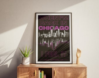 Koniec Początku (Różowy Szczegół) Plakat Inspirowany DJO Chicago Skyline Dekoracja Ścienna Prezent Miłośnika Muzyki
