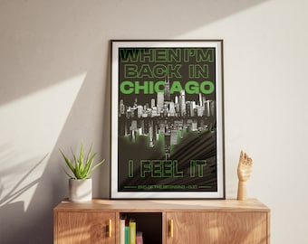 Koniec Początku (Zielony Szczegół) Plakat Inspirowany DJO Chicago Skyline Dekoracja Ścienna Prezent Miłośnika Muzyki