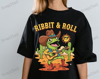 Cowboy Frog PNG: Western Guitar Design - Country Sublimation (Digital Download)