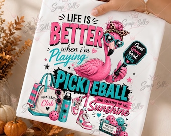 Flamingo Pickleball PNG, Pink Summer Sports Design (Digital Download)