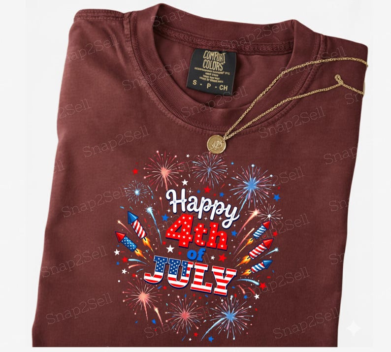 Happy 4th of July PNG, Patriotic Fireworks art, Independence Day Sublimation Design, USA Flag Shirt PNG, Digital Download image 4