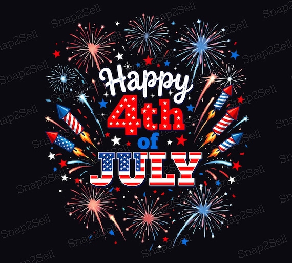 Happy 4th of July PNG, Patriotic Fireworks art, Independence Day Sublimation Design, USA Flag Shirt PNG, Digital Download