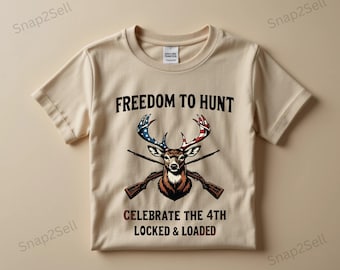 Patriotic Deer Hunting PNG: USA Flag Antlers, 4th of July (Digital Download)