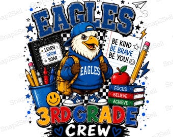 3rd Grade Eagles Mascot PNG, School Spirit Sublimation Design (Digital Download)