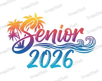 Senior 2026 Graduation PNG: Beach Palm Tree Design (Digital Download