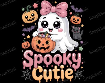 Kawaii Halloween Ghost PNG | Spooky Cutie Sublimation Design (Digital Download)