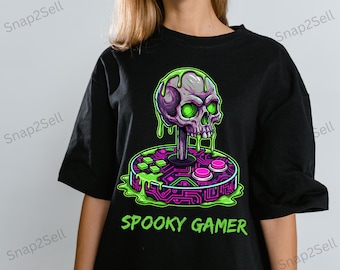 Spooky Skull Gamer PNG: Halloween Controller Art (Digital Download)