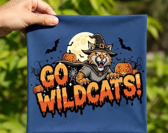 Go Wildcats Halloween PNG, Spooky Wildcat Pumpkin Design, Halloween Team Spirit Sublimation, Digital Download