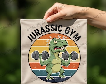 T-Rex Lifting Weights PNG: Funny Gym Dinosaur Sublimation Art