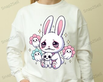 Creepy Bunny PNG – Pastel Goth Kawaii Clipart