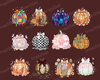 Boho Pumpkin PNG Bundle: Floral, Retro, Coquette Designs (Digital Download