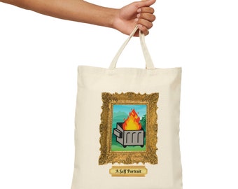 Dumpster Fire Self Portrait Cotton Canvas Tote Bag