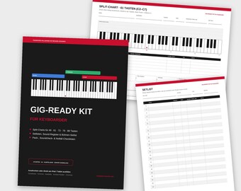 Keyboard Split Chart & Setlist Template PDF | Gig Checklist for Keyboardists | Cover Bands | Printable and Fillable on iPad | GoodNotes