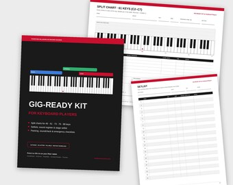 Keyboard Split Chart & Setlist Template PDF | Gig Checklist for Keyboard Players | Cover Band | Printable and iPad Fillable | A4 + US Letter