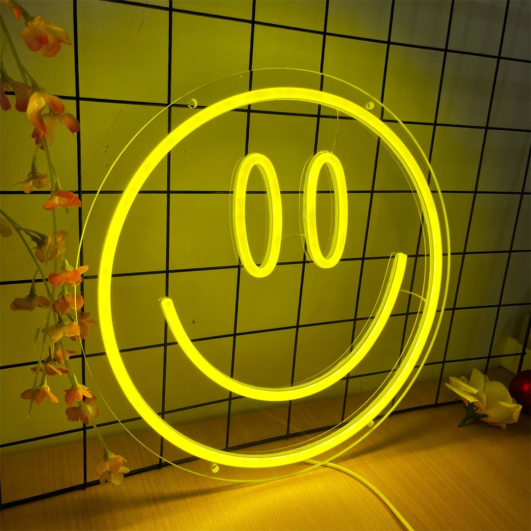 Smiley Face Neon Sign,led Light Signs for Bedroom Wall,led Neon Sign ...
