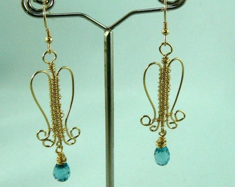 Blue Topaz/Gold filled Arched Earrings