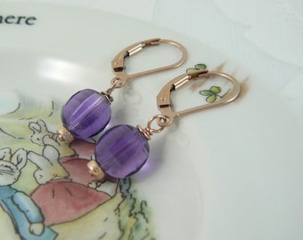 Amethyst Rose Gold Filled Earrings