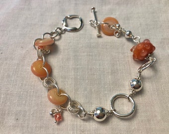 Blush Lampwork Sterling links bracelet