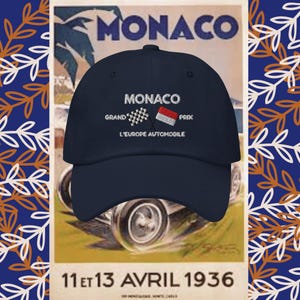 F1 Hat, Monaco Grand Prix Hat, Formula 1 Hat, Embroidered Dad Hat