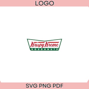 Puede incluir: Un logotipo verde y rojo para Krispy Kreme Doughnuts. El logotipo presenta una rosquilla roja estilizada con las palabras "Krispy Kreme" en blanco y "Doughnuts" en verde.