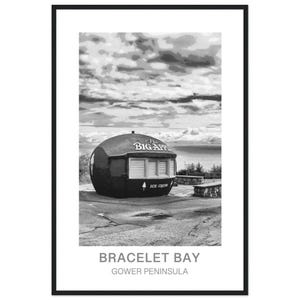 Bracelet Bay, Gower | Black & White Framed Travel Print | Gower Poster | Wales Wall Art Decor | Gift