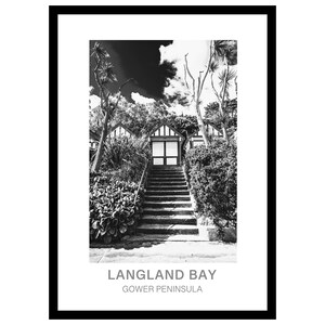 Langland Bay, Gower Peninsula | Black & White Digital Travel Print | Gower Travel Print |  Gower Poster | Gower Wall Art