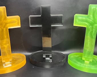 Cruz Religiosa Resina Epóxi Personalizada Brilha no escuro Deus Você escolhe a cor Brilha no escuro