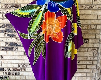 Tunic, XL, Rayon, Purple, Floral, Summer