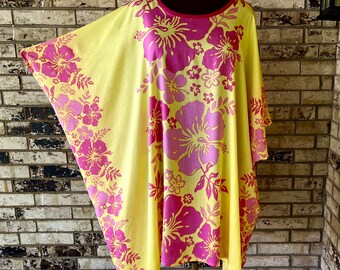 Extra Large, Plus Size, Soft Rayon Tunic, Pink and Yellow