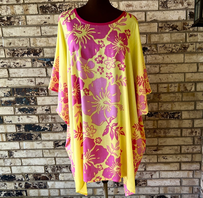 Extra Large, Plus Size, Soft Rayon Tunic, Pink and Yellow Etsy