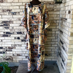 Egyptian Pattern Cotton Caftan Plus Size image 4