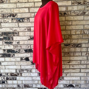 Beaded Tunic Plus Size Rayon Bright Red image 5