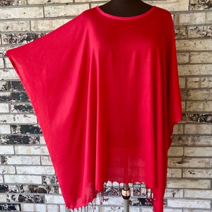 Beaded Tunic Plus Size Rayon Bright Red image 1