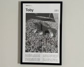 Custom Pet Portrait Poster with Personalized Description and Coordinates | Black and White Pet Photo Art | Unique Pet Gift