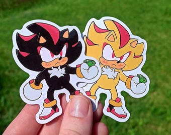 Chibi Shadow The Hedgehog Waterproof Sticker - Super Shadow Vinyl Sticker