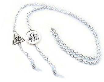 Einzigartige Keltische Brillenkette, Brillenkette mit Monogramm Silber, Brillenband Kette,Lesebrillenkette -Brillenkordel