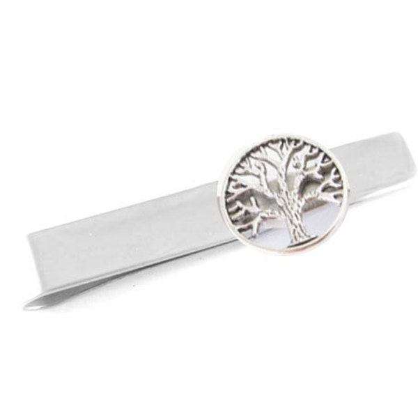 Tree Tie Clip, Tree of Life Tie Clip, gift for him, father present, birthday wedding gift, tie clasp, Engrave Hand Stamped Tie clip