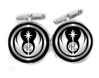 Jedi Monogram Cufflinks, Wedding Cuff links, Gift for Men, Groom cufflinks, Bestmen cufflinks