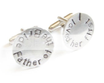 Father of the Bride Cufflinks, Hand Stamped Cufflinks, Wedding Cufflinks, Personalized Cufflinks, sterling silver brass, Gift, Jewelry