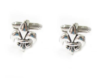 Fleur De Lis Cufflinks, Fleur De Lis cuff links, Men Cuff links Gift, French flower, stainless steel cufflinks