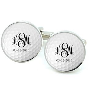 Golf Cufflinks, Initials Golf Ball Cufflinks, Groom Cufflinks, Wedding Cufflinks, Personalized Gift