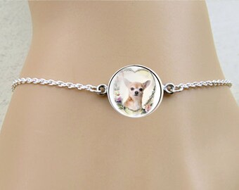 Chihuahua Dog Bracelet, Dog Lovers Gift, Silver or Bronze Jewelry